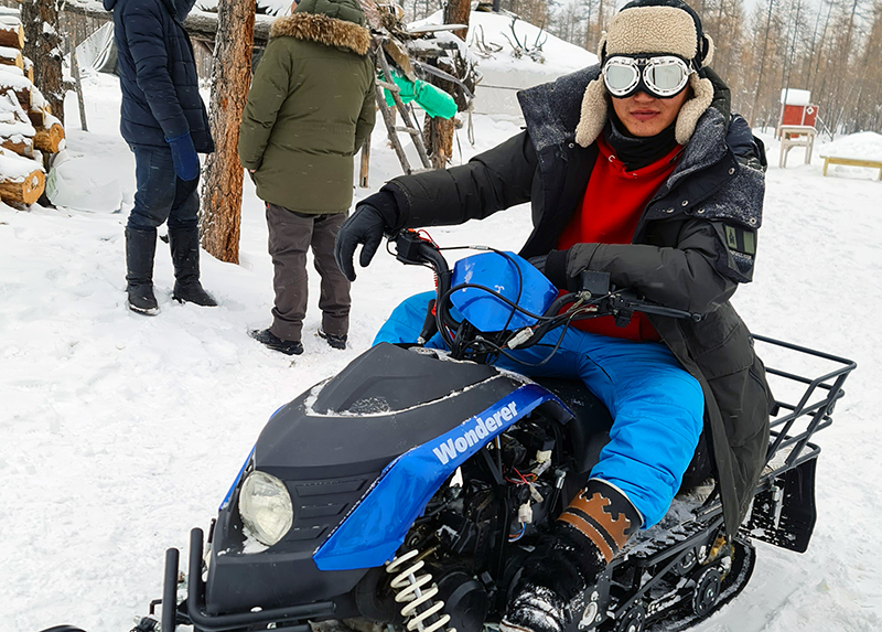 Snow mobile in tsaatan reindeer camp